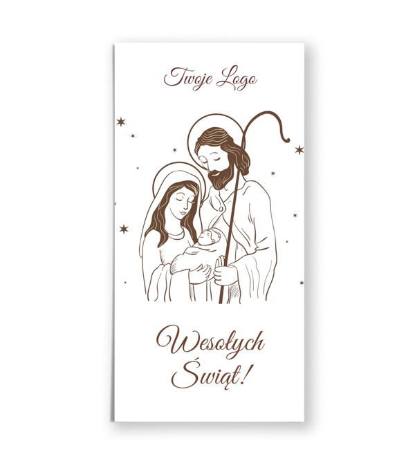 Religijne kartki świąteczne biznesowe z Maryją, Józefem i Jezusem